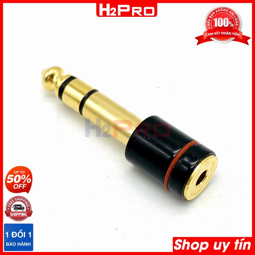 Jack 3.5 ra 6 ly H2Pro cao cấp chất liệu đồng, jack chuyển 3.5 cái ra 6 ly đực (1 chiếc)