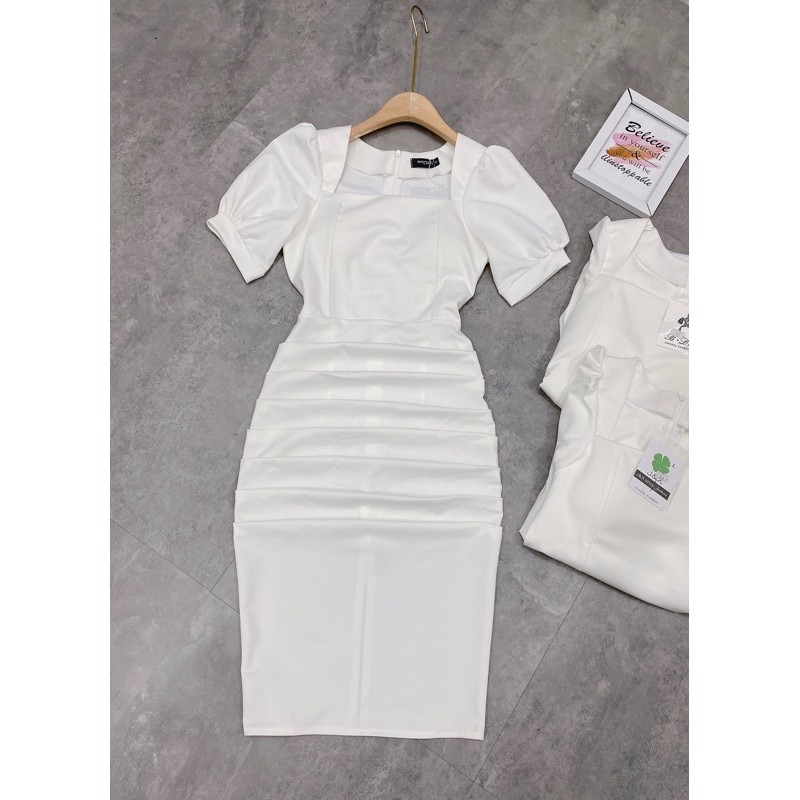 [Siêu Hot] Váy Body Tay Phồng Cổ Vuông 2 Màu , Đầm Ôm Nhúm Tay Cộc Sang Chảnh Có Ảnh Thật Kèm Video | BigBuy360 - bigbuy360.vn