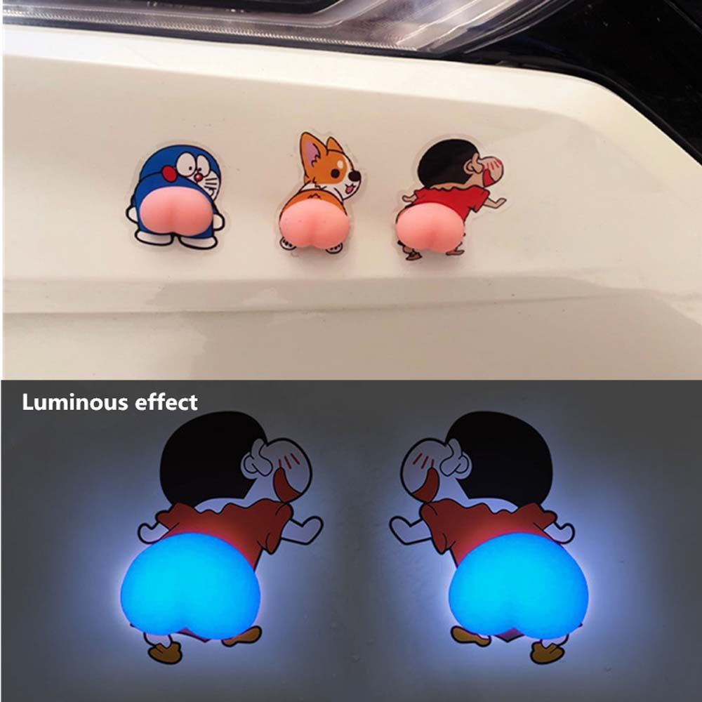 Miếng dán trang trí xe hơi họa tiết 3D phản quang dễ thương bằng silica gel chống va chạm