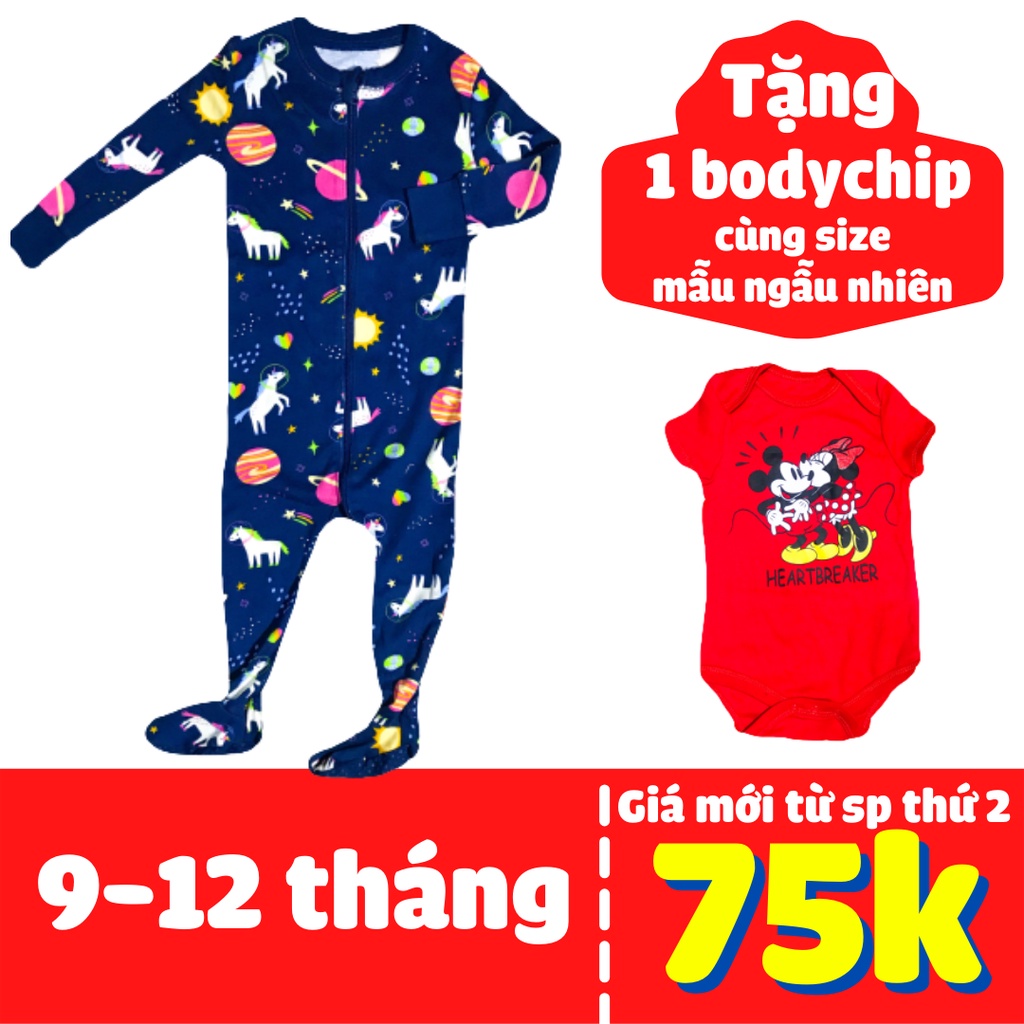 9-12 tháng - Bodysuit/body liền tất/sleep suit/đồ liền thân cho bé gái và bé trai vải cotton mềm mịn - Hàng xuất khẩu