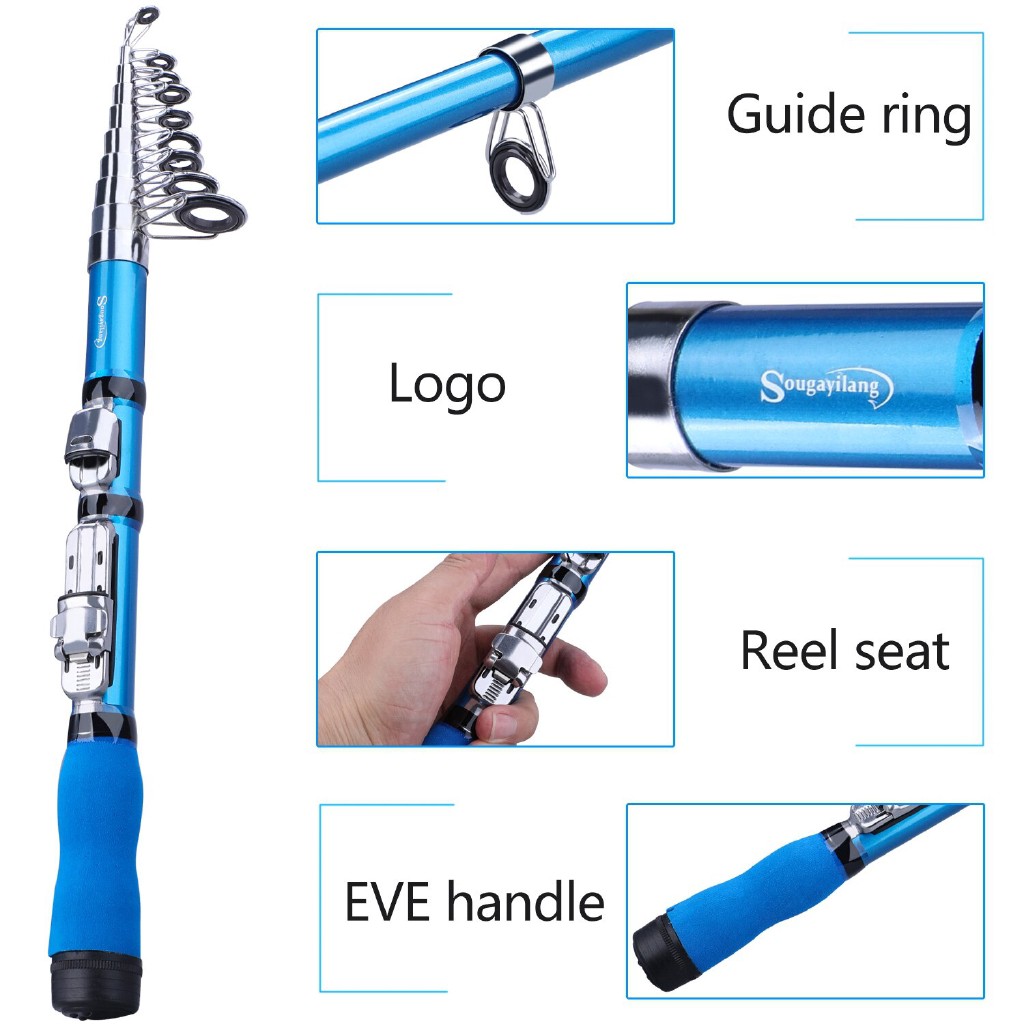 Sougayilang 1m2-1m5-2m1 Mini Cần câu Telescopic Rod  New High Reel Seat  EVA Handle  Spinning Fishing Rod Cần câu