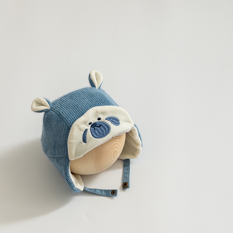 Nón Tai Bèo Dày Dặn Ấm Áp Thêu Họa Tiết Hoạt Hình Dễ Thương Cho Bé