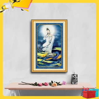 Tranh thờ Phật - Tranh Phật Quan Âm Bồ Tát cưỡi rồng W637