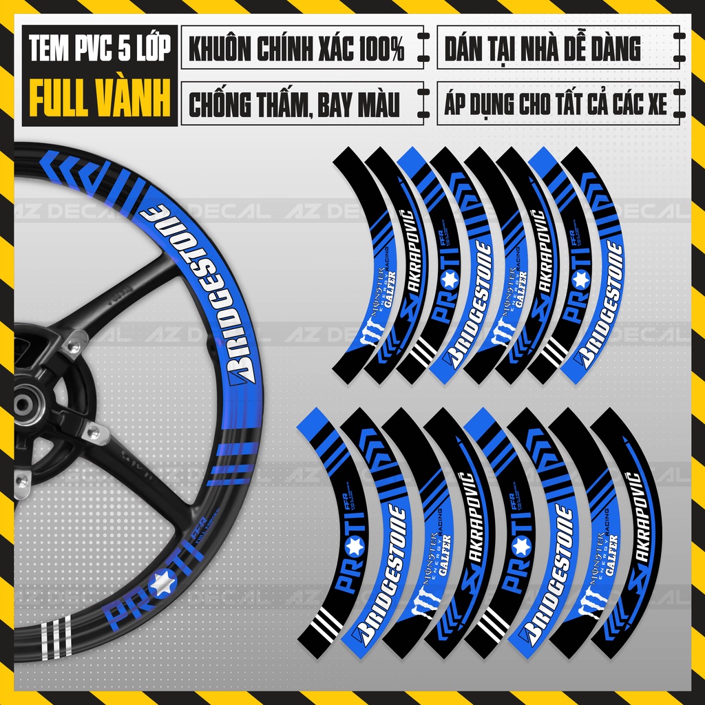 Tem Dán Kín Vành Chủ Đề Proti FFR | FullV06 | Decal Dán Mâm Xe Cao Cấp, Chống Nước, Bền Màu