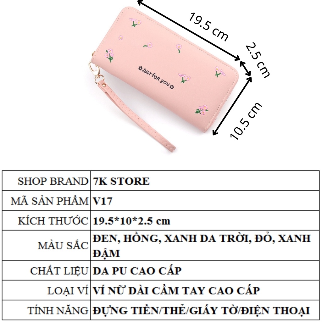 Ví nữ đẹp dài nhiều ngăn cầm tay thời trang cao cấp đựng tiền giá rẻ dự tiệc 7K STORE V17
