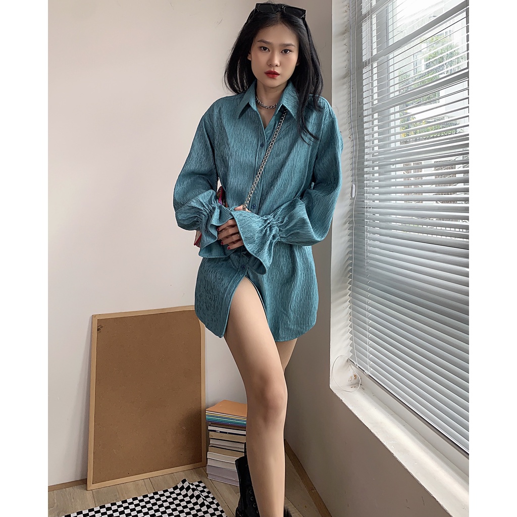 TARTAN – Water Shirt / Dusty Cyan - Áo Sơ Mi Vân Xanh