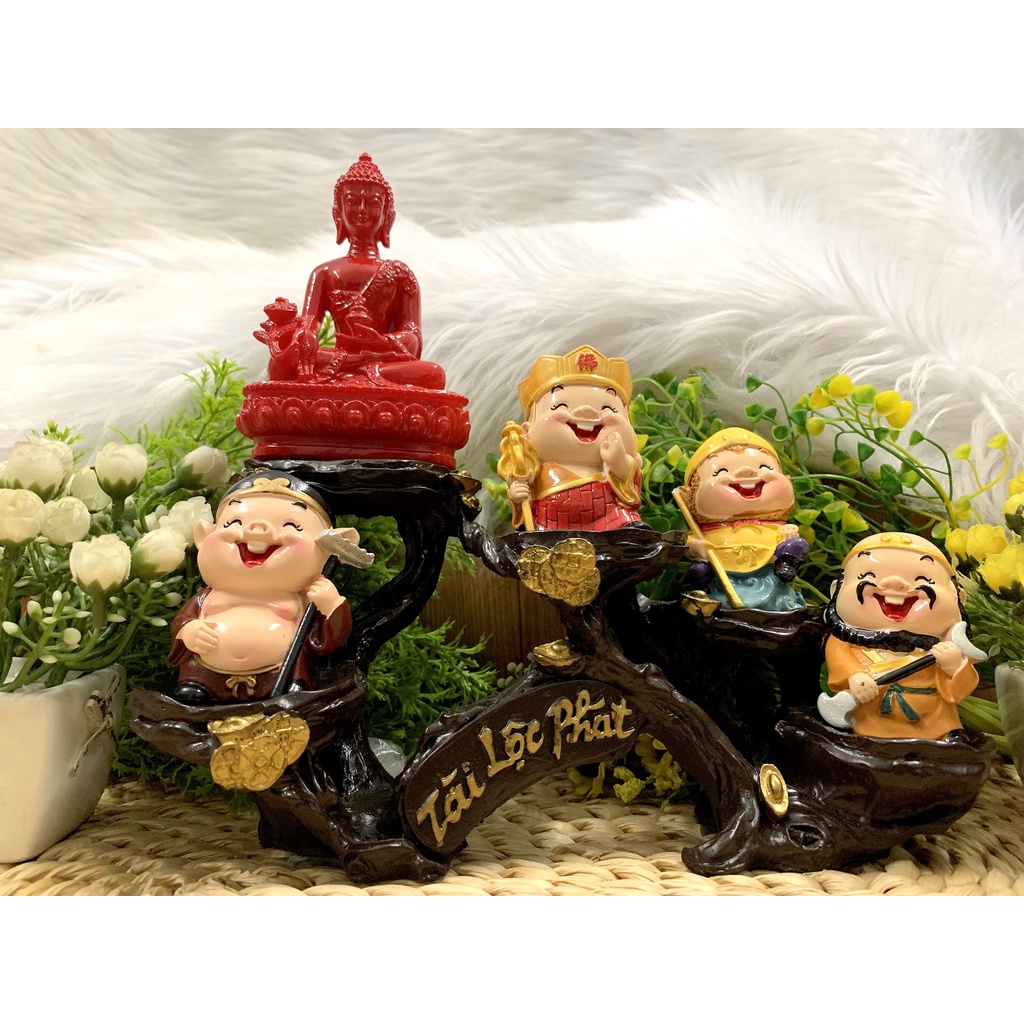 Bộ tượng Phật Tổ và Thầy Trò Đường Tăng tọa đế Tài Lộc Phát ( Hình thật )
