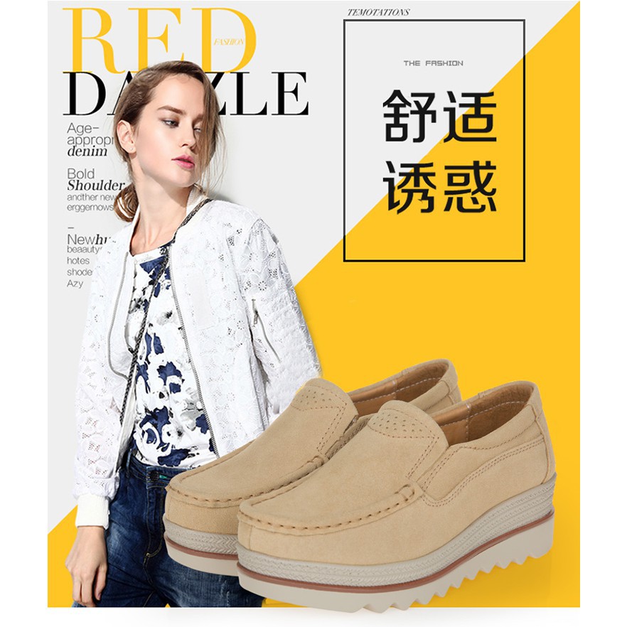 Giày Da Thật Đế Mềm Tăng Chiều Cao 5cm Thiết Kế Sành Điệu Cho Nữ | BigBuy360 - bigbuy360.vn