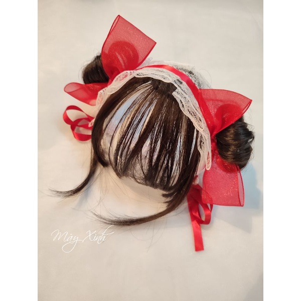 Băng đô tiểu thư tóc giả kèm búi cho bé