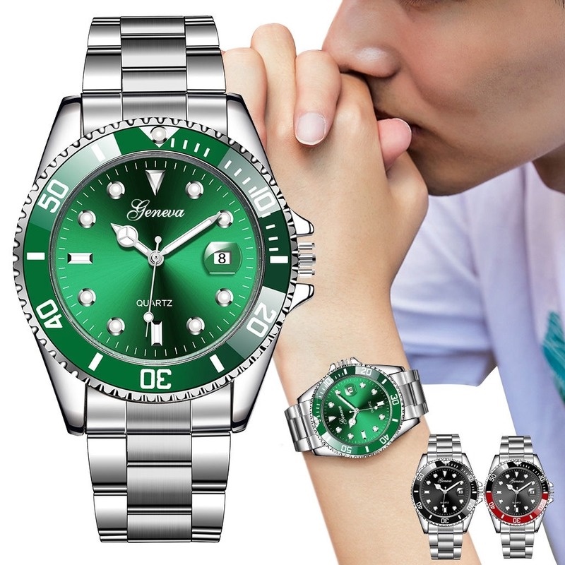 Đồng Hồ Analog Máy Quartz Dây Thép Không Gỉ Cho Nam