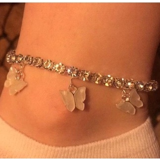 Lắc Chân Hình Bướm Bằng Acrylic Đính Đá Phong Cách Hip Hop Thời Trang