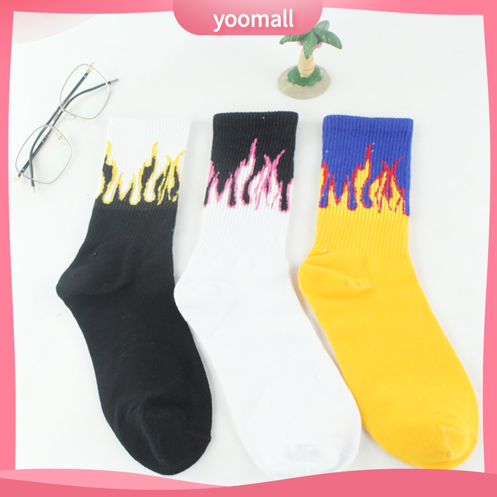 Tất Cotton Cổ Trung Họa Tiết Ngọn Lửa Độc Đáo Cho Nam Và Nữ