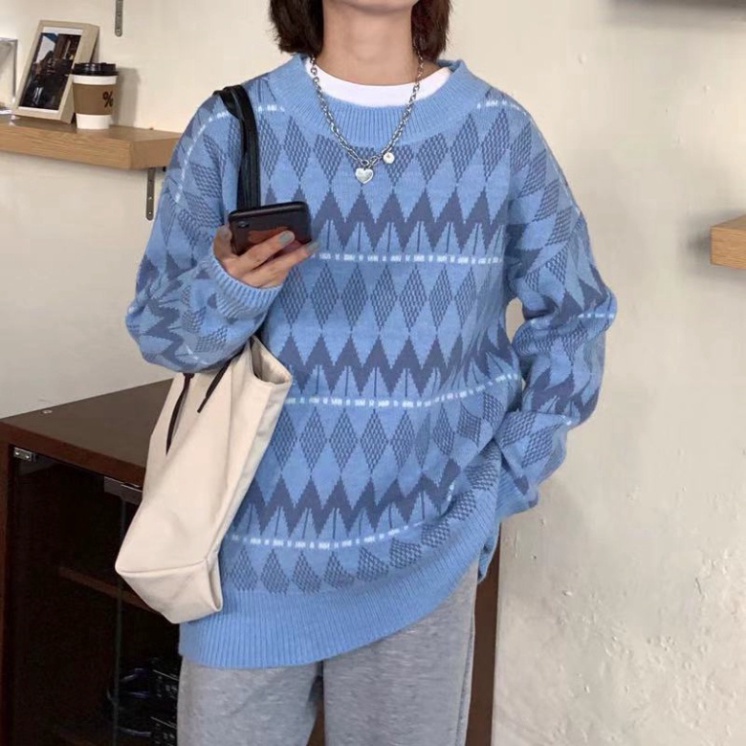 Áo Len Nữ Cổ Tròn Form Rộng Tay Dài Dệt Kim Họa Tiết Đơn Giản Dễ Phối Đồ Phong Cách Hàn Quốc K5M6 | BigBuy360 - bigbuy360.vn