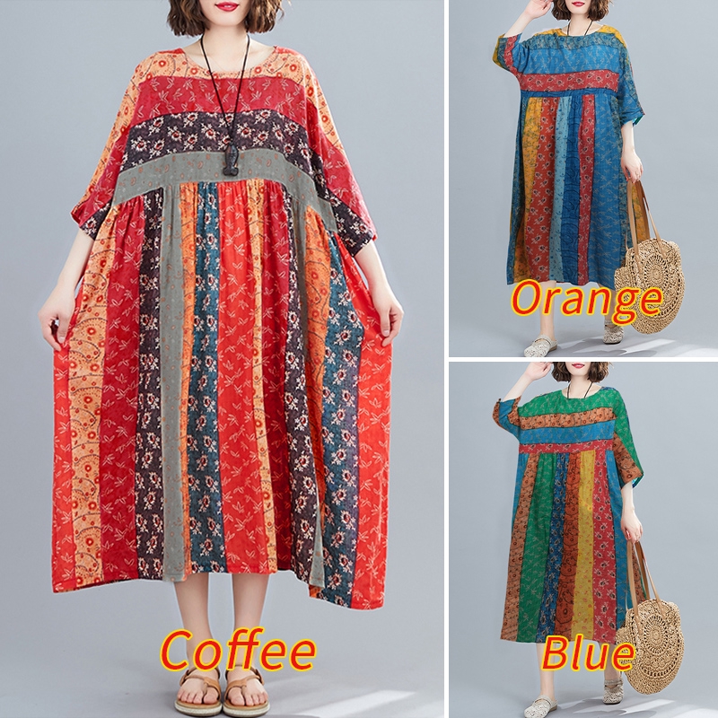 Đầm Dài ZANZEA Thiết Kế Tay Ngắn In Hoa Văn Thời Trang Dành Cho Nữ | BigBuy360 - bigbuy360.vn