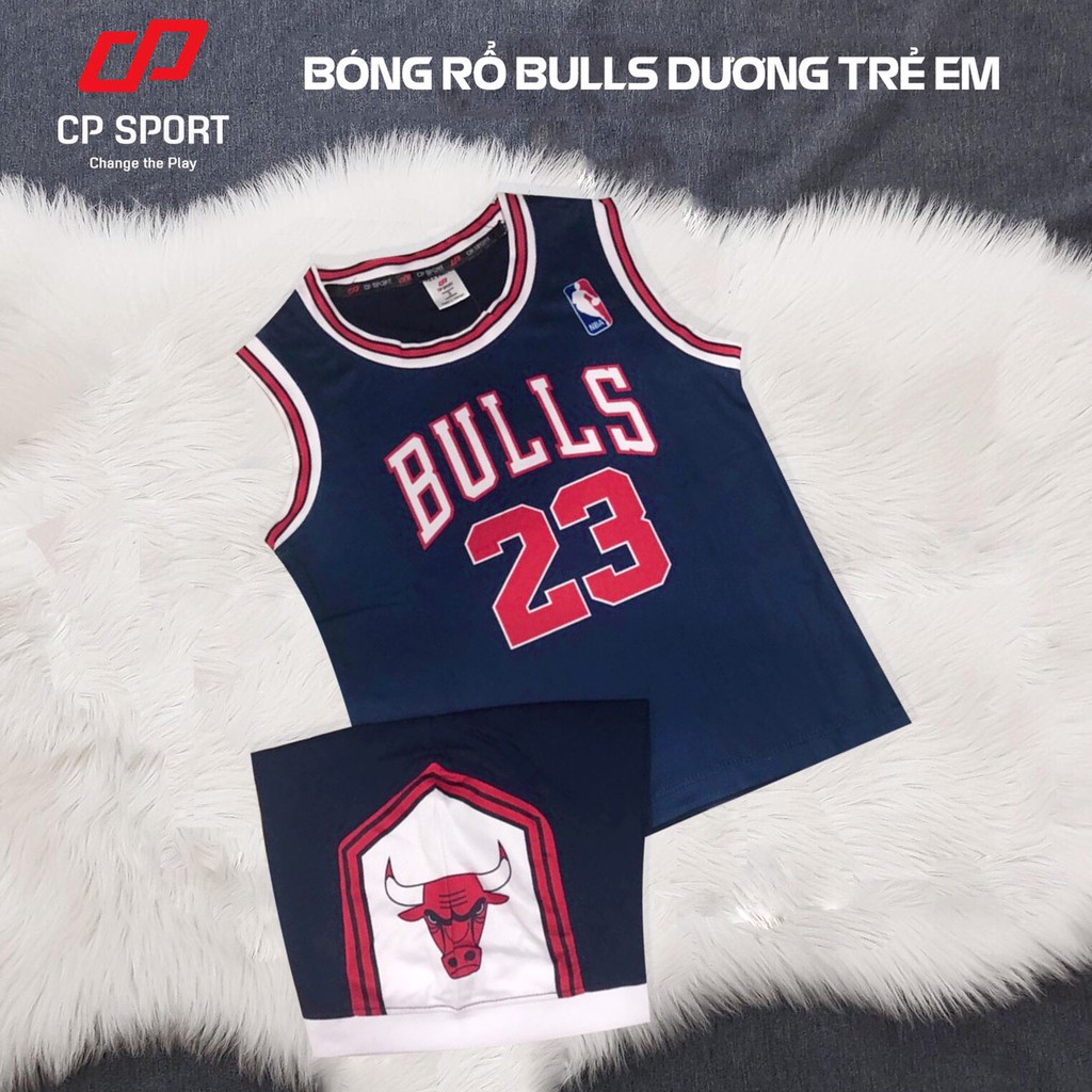 Bộ quần áo bóng rổ cao cấp trẻ em Chicago Bulls đủ màu vải mè