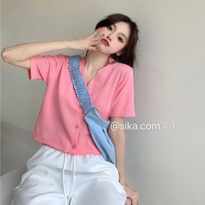 Áo Cardigan Ngắn Tay Cổ Chữ V Cho Nữ