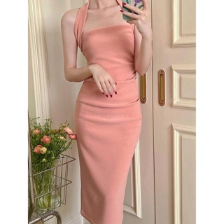 French Style Sexy Dress Airy Halter Dress Tight Hanging Neck Dress Long Dress