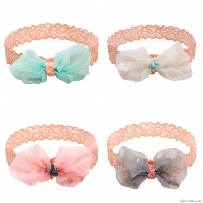 Băng đô ren hoa đính nơ nhiều màu xinh xắn cho bé gái