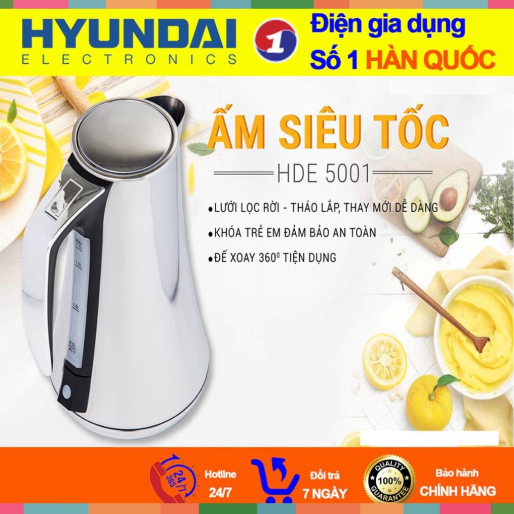 Ấm Điện, Ấm Đun Điện Tử Chính Hãng HYUNDAI 1,7L HDE 5001S - Đun nóng nhanh, chịu nhiệt, độ bền cao, bảo hành 12 tháng .