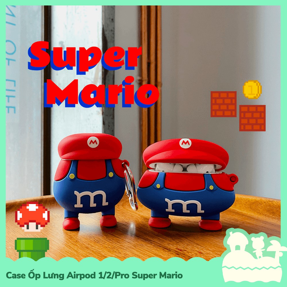 [Sẵn VN - NowShip] Case Ốp Lưng Air_Pod 1 / 2 / Pro Gel Silica Nhân Vật Game Super Mario