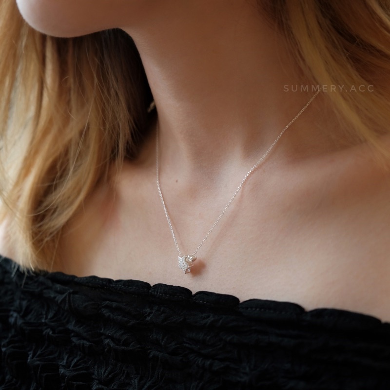 Vòng cổ bạc 925 SUMMERY ngôi sao trái tim dây chuyền S925