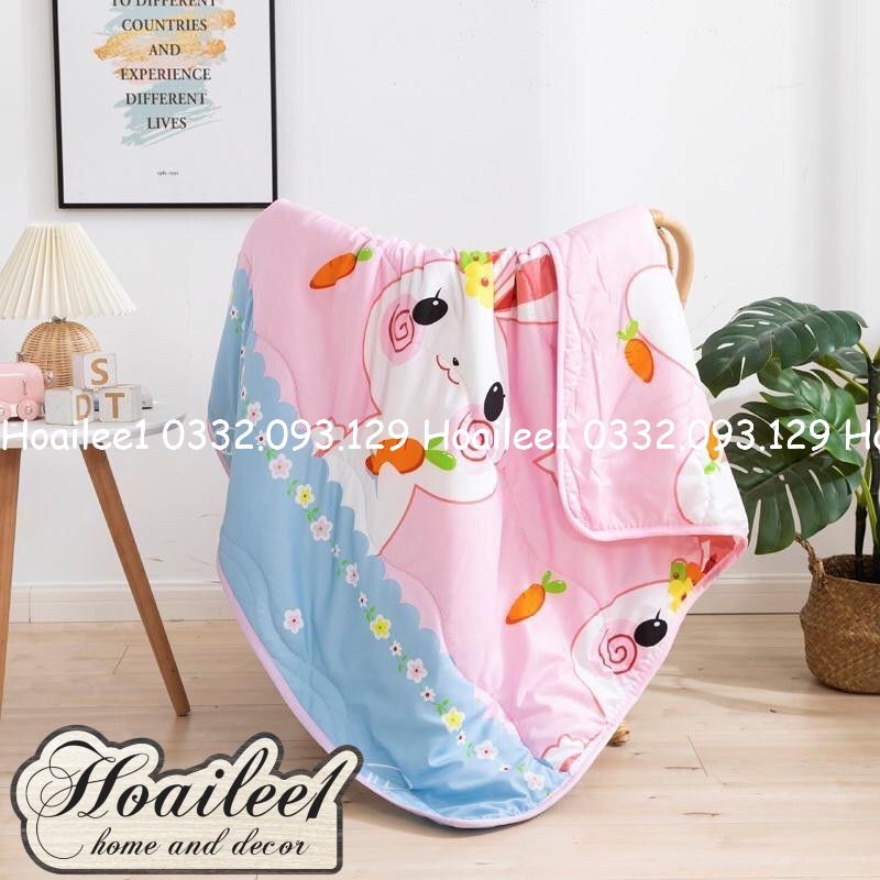 Mền cho bé vải cotton đũi mềm mịn thoáng mát, chăn hè thu cho bé đi học 1m1x1m5