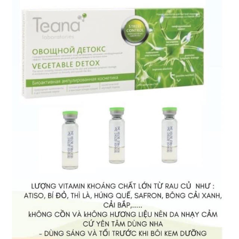 Serum Teana Vegetable Detox thải độc sâu giảm tress cho da chiết xuất rau củ.