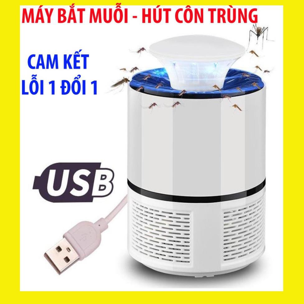 Đèn bắt muỗi diệt côn trùng thông minh, máy hút muỗi hình trụ bóng đèn ngủ mini cắm usb, cây đèn led quạt vợt hút muỗi