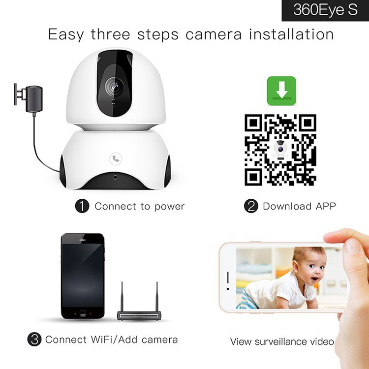 Camera IP Giám sát Chế độ ban đêm góc rộng 1080P HD Tự động theo dõi wifi không dây mạng camera quan sát | BigBuy360 - bigbuy360.vn