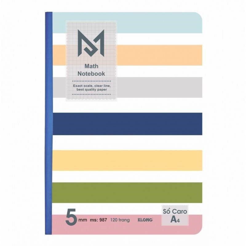 Sổ may Caro A4 Math Notebook 120 trang; MS 987