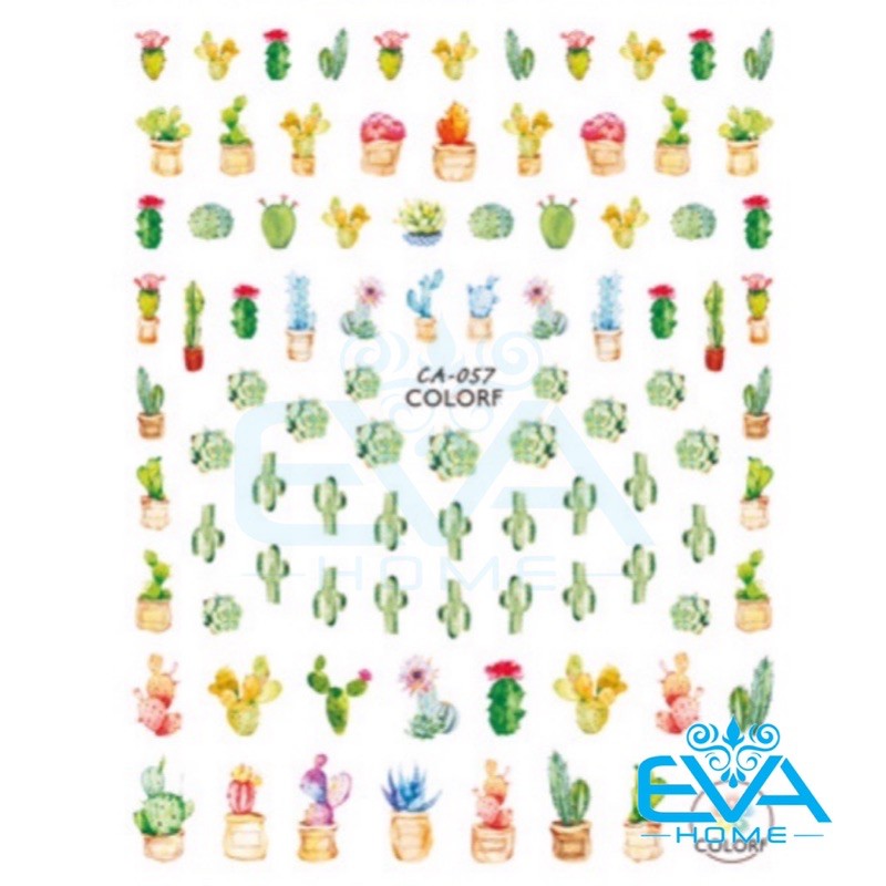 Decal Dán Móng Tay 3D Nail Sticker Hoạ Tiết Cây Xương Rồng Cactus Tree CA057