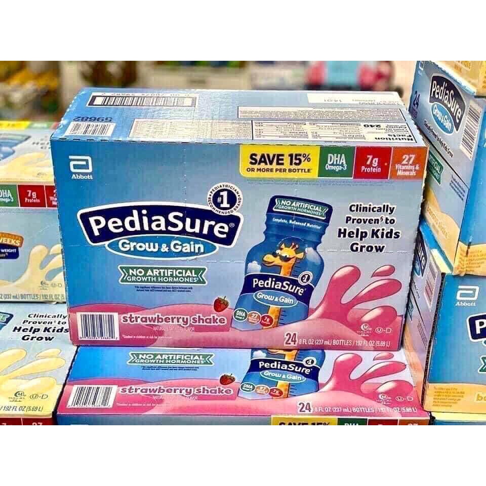 SỮA PEDIASURE NƯỚC THÙNG DÂU/VANI/SOCOLA