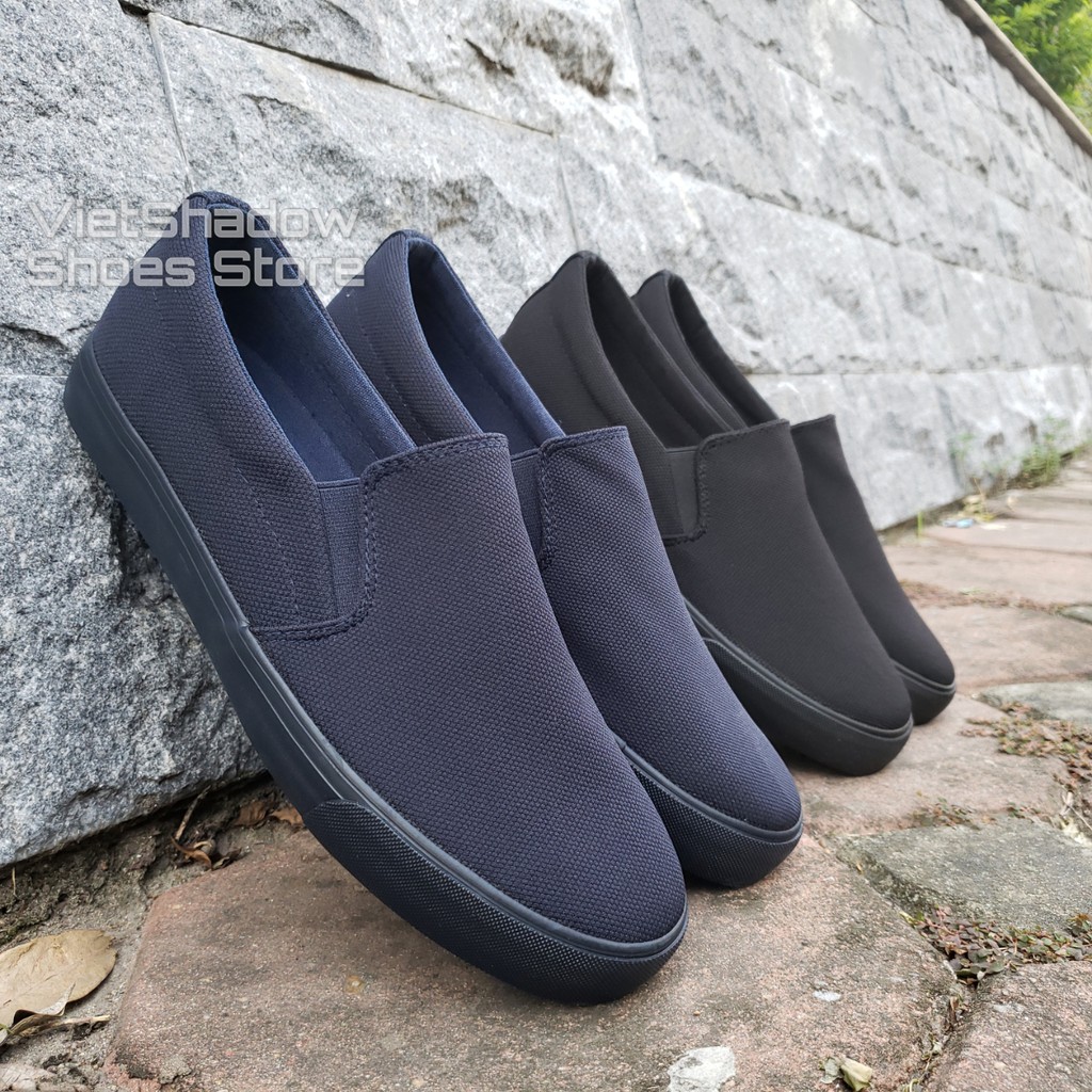 Slip on nam - Giày lười vải nam LEYO - Chất liệu vải polyester màu (đen) full và (xanh) than full - Mã SP A7522