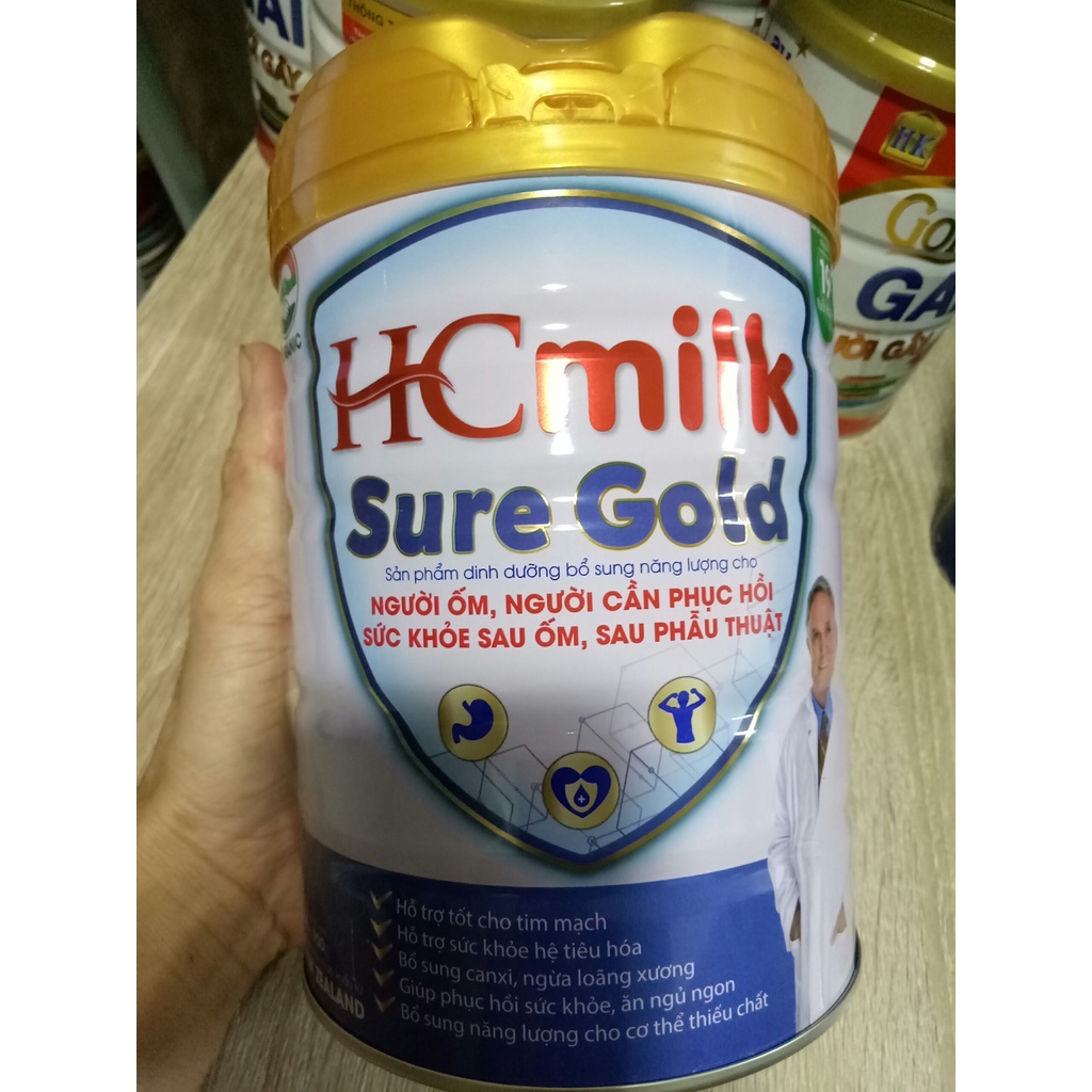 Sữa dinh dưỡng phục hồi sức khỏe, ăn ngủ ngon, ngừa loãng xương, tốt cho tim mạch HCmilk Sure Gold 900g (date T11/2023)