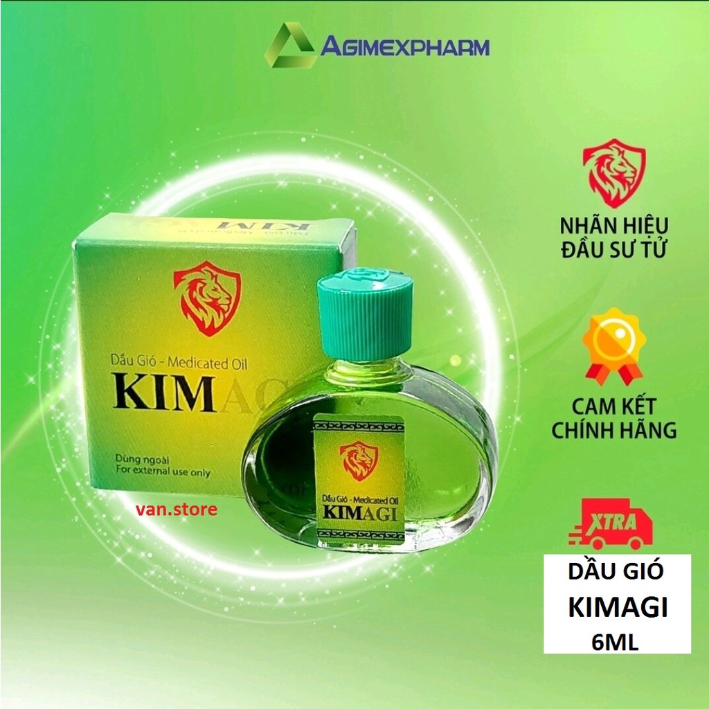 Dầu Gió Kim AGI [1 Hộp 1 chai 6ml] - Dùng Xoa Bóp, Thoa Vết Côn Trùng Cắn, Giữ Ấm Cơ Thể, Xông Hơi Giải Cảm...