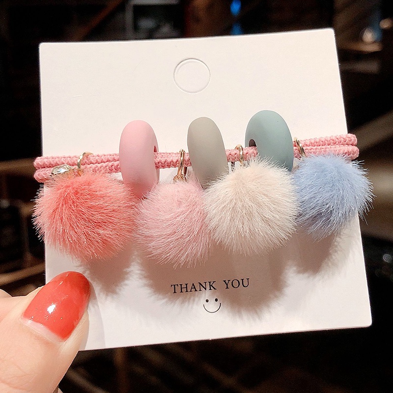 Dây Cột Tóc Cao Su Đính Bóng Lông Dễ Thương Thời Trang Hàn Quốc Cho Nữ