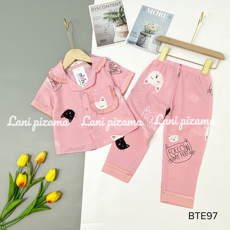 Bộ đồ ngủ pijama áo cộc quần dài cho bé từ 1 tuổi đến 14 tuổi ( 12kg-40kg), bộ mặc nhà lụa mát mịn cho bé gái