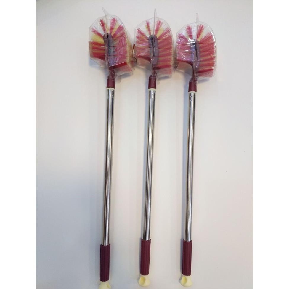 Cây chà bồn cầu Cây chà toilet 2 đầu cán inox thiết kế lông chổi mềm làm sạch sẽ bụi bẩn