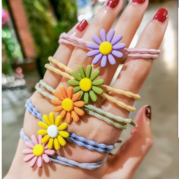 Set 5 thun cột tóc - dây buộc tóc hoa cúc cực xinh - Dumi Shop