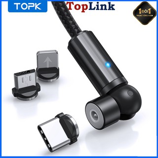 Cáp Sạc TOPK AM68 Với Cổng Kết Nối Từ Tính Có Thể Xoay 540° Dành Cho iPhone/ Micro/ USB/ 3 Trong 1 - TopLink