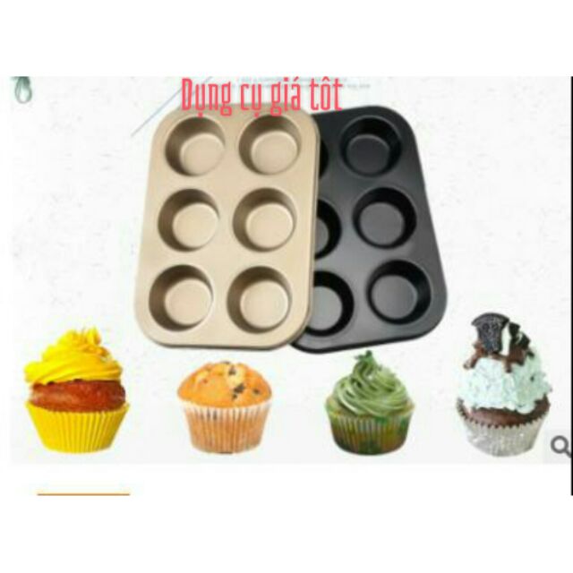 Khuôn cupcake  6 ô chống dính