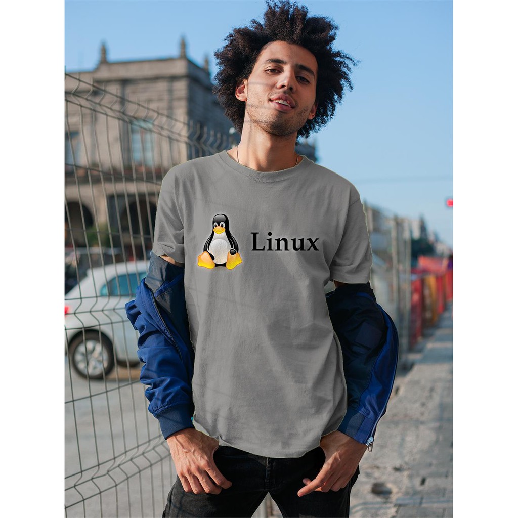 Áo thun in hình hệ điều hành Linux và chú cánh cụt dễ thương