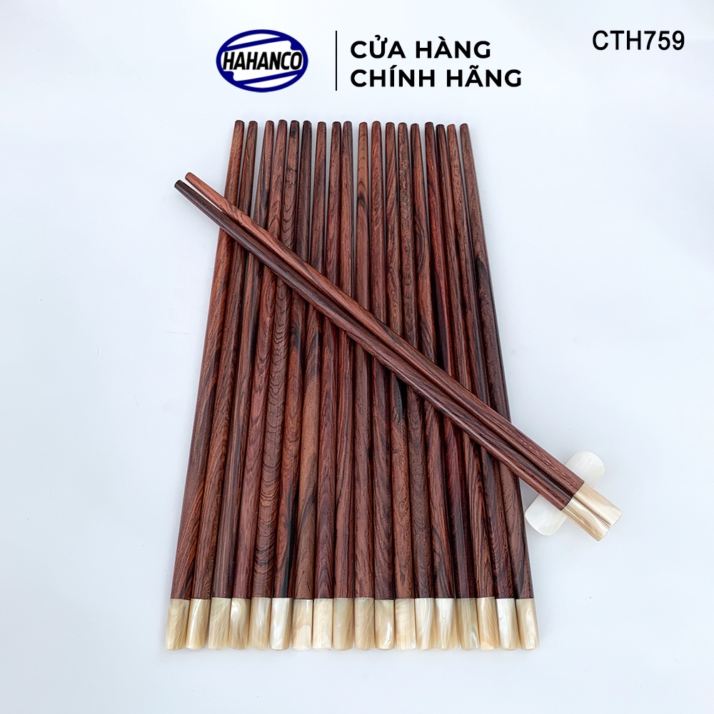 Đũa Gỗ Cẩm Đầu Ốc Biển New Zealand Kháng Khuẩn HAHANCO Siêu Sạch (10 Đôi) CTH759