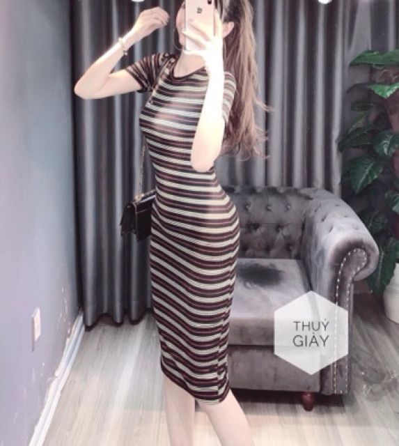 [ Mã FAMAYWA2 giảm 10K đơn 50K] Váy ôm body cộc tay len tăm dáng dài hot hot | BigBuy360 - bigbuy360.vn