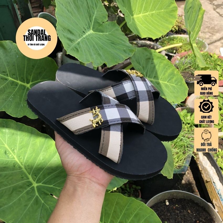 Dép sandal quai chéo, xỏ ngón đế bằng 2 màu đen/ trắng full size 30-44 nam nữ SANDALTHOITRANG