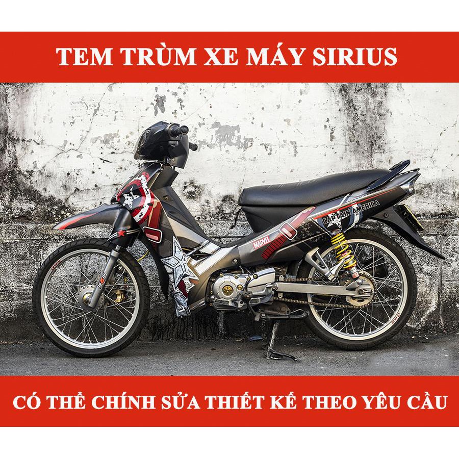 Tem trùm Sirius ♦FREESHIP♦ đỏ đen captain rc, độ team decal xe máy si spark rẻ đẹp