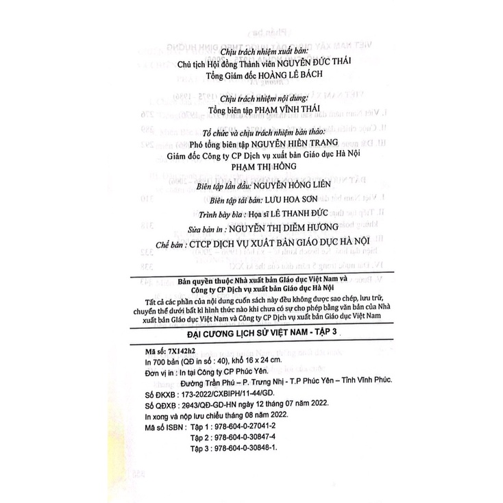 Sách - Đại Cương Lịch sử Việt Nam Tập 3 ( Tái bản lần 19 năm 2022)