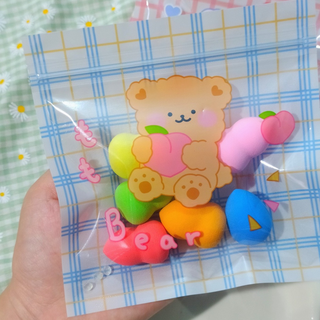 Túi mút trang điểm 7 cái Mini Rainbow sắc cầu vòng mềm mịn đàn hồi tốt - Thái Lan