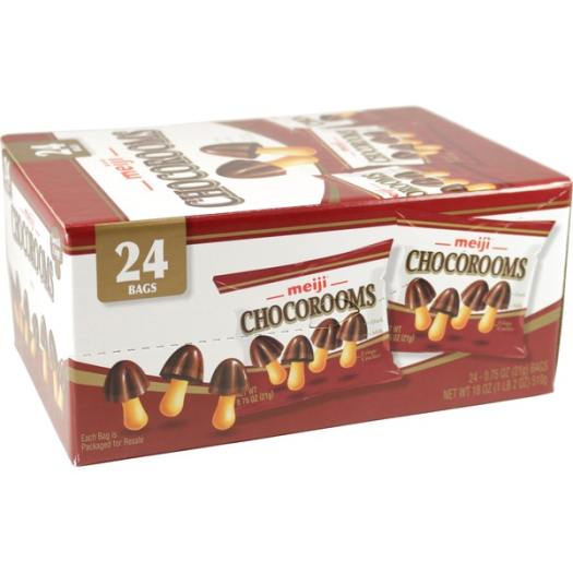 Bánh nấm Meiji Chocorooms 24 gói hộp 510g Mỹ. Date 03/2024