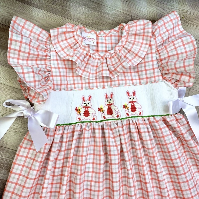 ĐẦM SMOCK THỎ CARO CAM